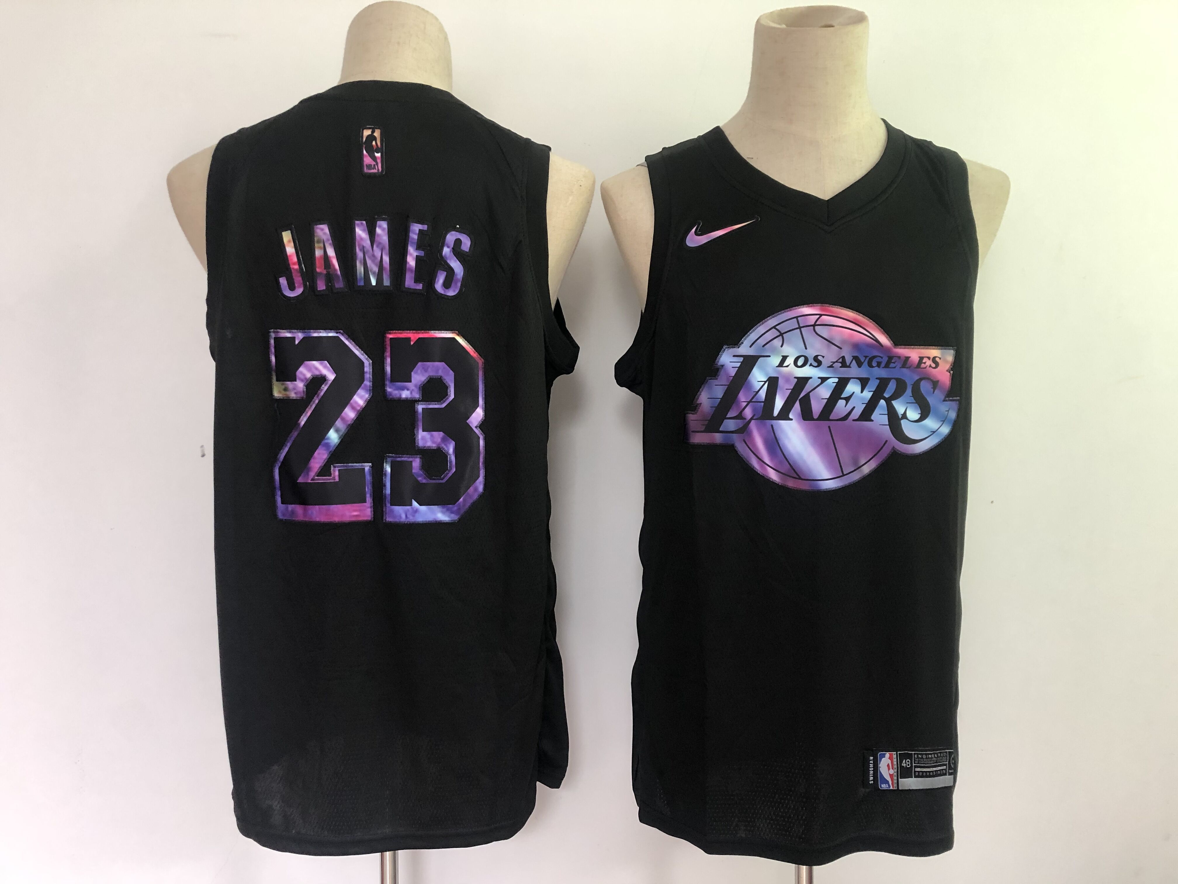 Men Los Angeles Lakers #23 James Black Nike Limited Rainbow version 2021 NBA Jerseys